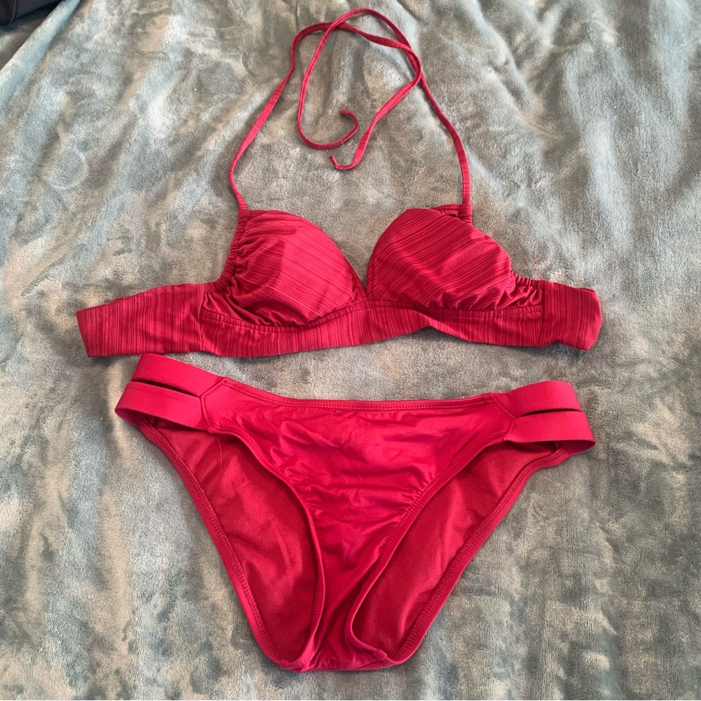Mossimo Cranberry Padded Bikini Set S/M